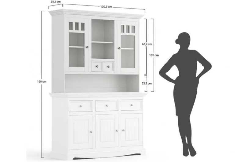Alzata per madia shabby chic pino massello bianco e rovere