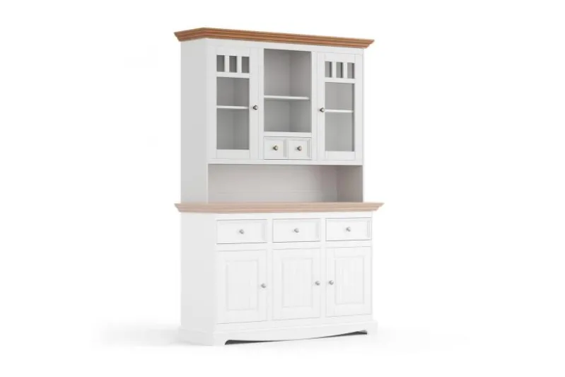 Alzata per madia shabby chic pino massello bianco e rovere