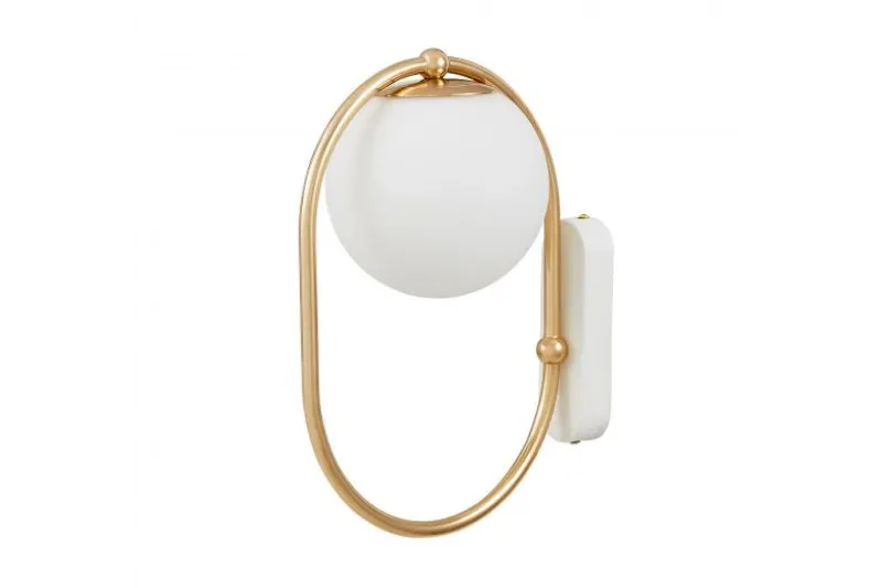 Applique a palla bianca metallo dorato PANARI W1