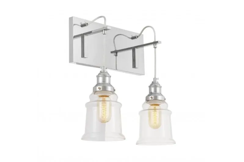 Applique doppia cromata vetro trasparente MOLETTI W2