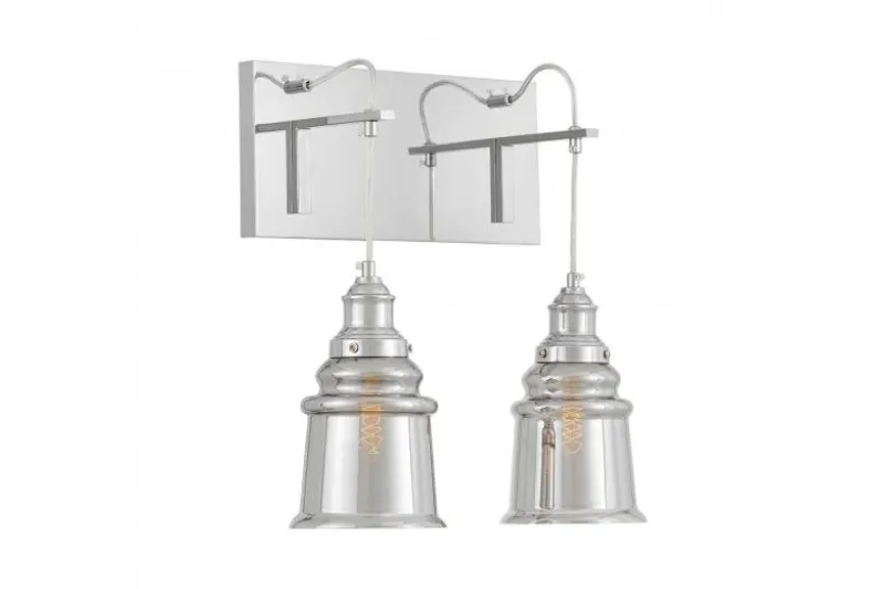 Applique industrial vintage doppia grigio fumo cromo MOLETTI W2