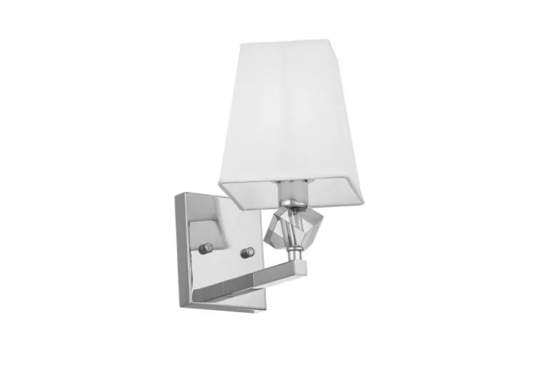 Applique lampada da parete cromata con paralume bianco MONTERO W1