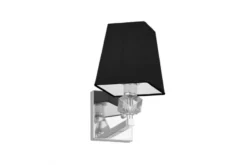 Applique lampada da parete cromata con paralume nero MONTERO W1