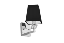 Applique lampada da parete cromata con paralume nero MONTERO W1