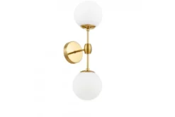 Applique lampada da parete di design in ottone con sfere vetro bianco ZODIAK W2