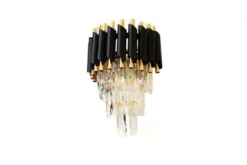 Applique lampada da parete di design post moderno di cristallo e metallo nero oro MAZINI W2