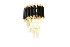 Applique lampada da parete di design post moderno di cristallo e metallo nero oro MAZINI W2