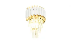 Applique lampada da parete di design post moderno di cristallo e metallo bianco oro MAZINI W2
