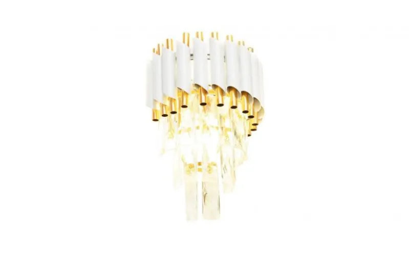 Applique lampada da parete di design post moderno di cristallo e metallo bianco oro MAZINI W2