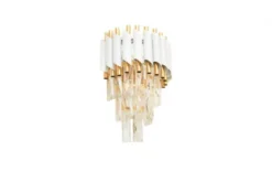 Applique lampada da parete di design post moderno di cristallo e metallo bianco oro MAZINI W2