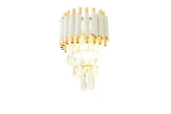 Applique lampada da parete di design post moderno di cristallo e metallo bianco oro MAZINI W2