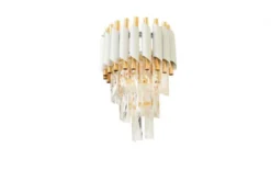 Applique lampada da parete di design post moderno di cristallo e metallo bianco oro MAZINI W2
