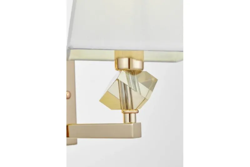 Applique lampada da parete dorata con paralume bianco MONTERO W1