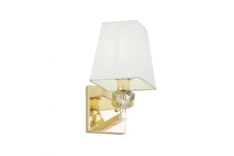 Applique lampada da parete dorata con paralume bianco MONTERO W1