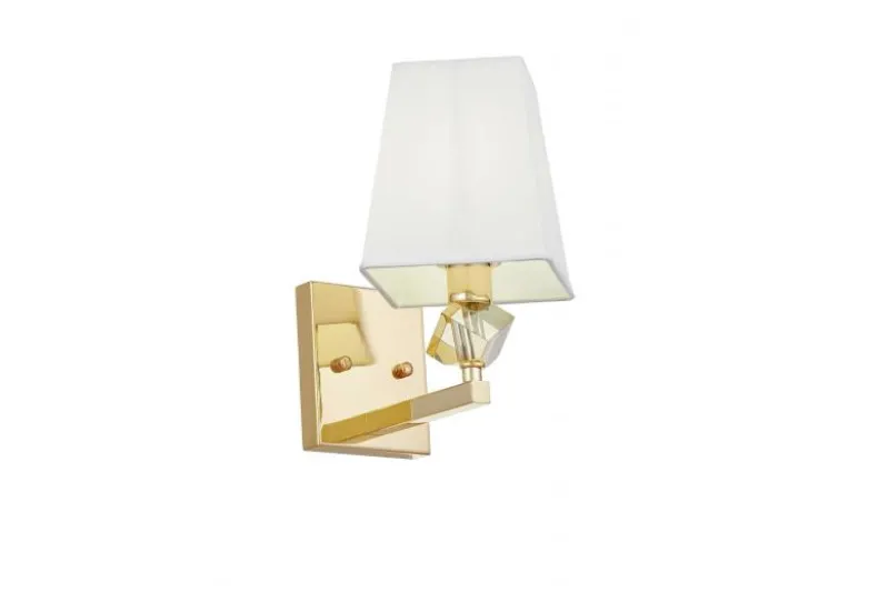 Applique lampada da parete dorata con paralume bianco MONTERO W1