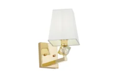 Applique lampada da parete dorata con paralume bianco MONTERO W1