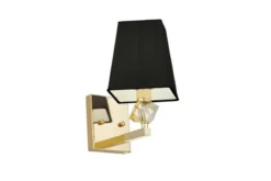 Applique lampada da parete dorata con paralume nero MONTERO W1