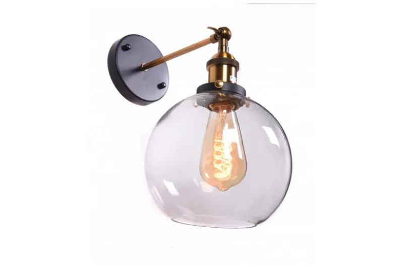 Applique lampada da parete in vetro a sfera Navarro