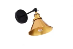Applique lampada da parete stile industriale nero con ottone NORI W1