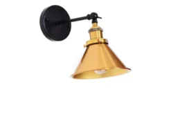 Applique lampada da parete stile industriale nero con ottone NORI W1