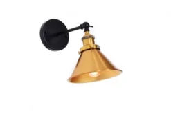 Applique lampada da parete stile industriale nero con ottone NORI W1