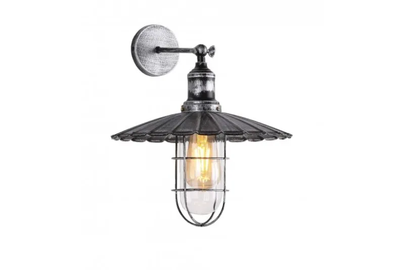 Applique lampada da parete stile industriale vintage LATARO Argento Antico