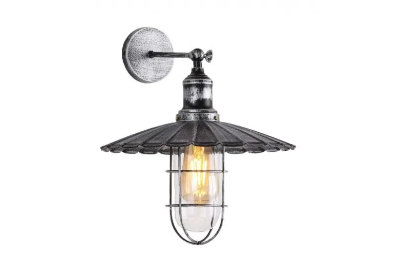 Applique lampada da parete stile industriale vintage LATARO Argento Antico
