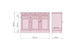 Armadietto 3 ante e 3 cassetti per ufficio o studio in stile classico PRESTIGE C635D