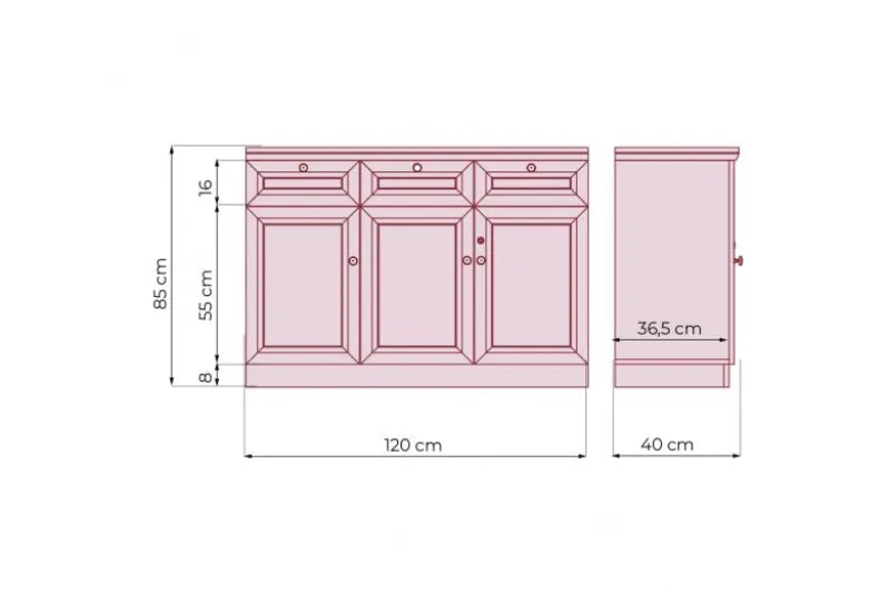 Armadietto 3 ante e 3 cassetti per ufficio o studio in stile classico PRESTIGE C635D