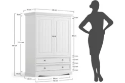 Armadietto basso shabby chic pino massello bianco top noce