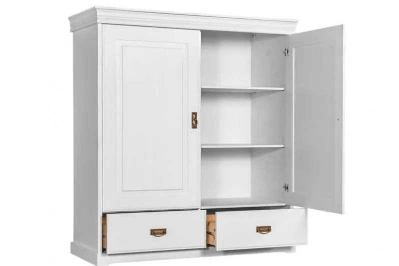 Armadietto legno massello 2 ante bianco toscano shabby