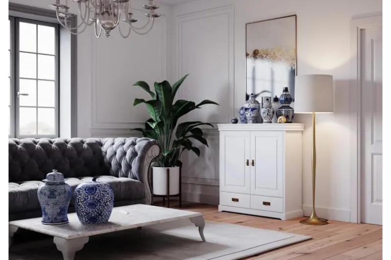 Armadietto legno massello 2 ante bianco toscano shabby