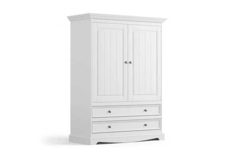 Armadietto shabby chic pino massello bianco