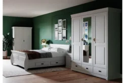 Armadio 3 ante con specchio in legno massello bianco toscano shabby