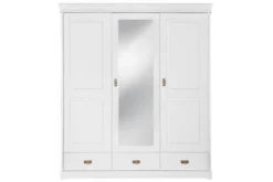 Armadio 3 ante con specchio in legno massello bianco toscano shabby