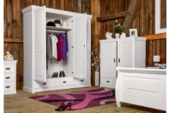 Armadio 3 ante legno massello bianco toscano shabby