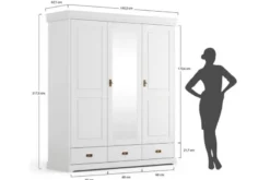 Armadio 3 ante legno massello bianco toscano shabby
