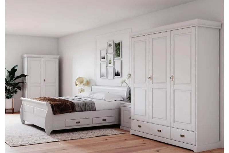 Armadio 3 ante legno massello bianco toscano shabby