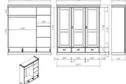 Armadio 3 ante legno massello bianco toscano shabby