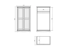 Armadio 2 ante shabby chic pino massello bianco e cornice noce