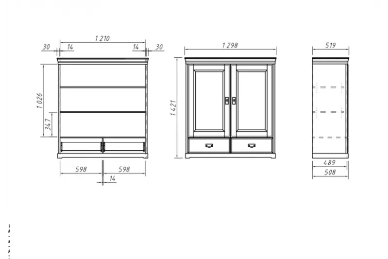 Armadio basso shabby toscano legno massello miele