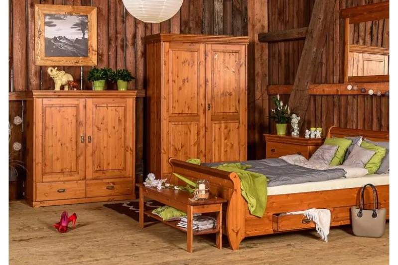 Armadio basso shabby toscano legno massello miele