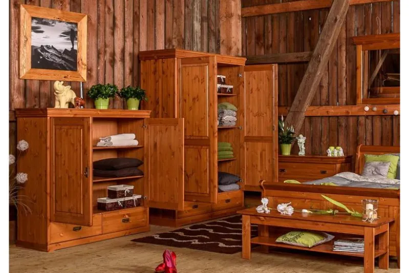 Armadio basso shabby toscano legno massello miele