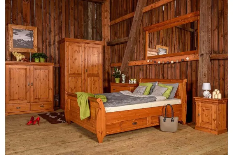 Armadio basso shabby toscano legno massello miele