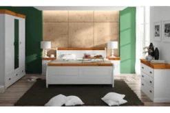 Armadio legno massello 3 ante con specchio bianco e miele toscano shabby
