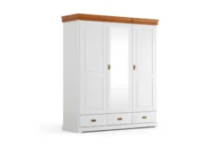 Armadio legno massello 3 ante con specchio bianco e miele toscano shabby