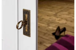 Armadio legno massello bianco 4 ante specchi shabby toscano