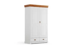Armadio legno massello bianco top miele 2 ante toscano shabby