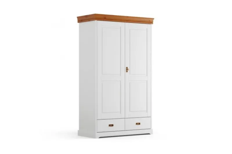 Armadio legno massello bianco top miele 2 ante toscano shabby