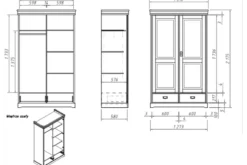 Armadio legno massello bianco top miele 2 ante toscano shabby